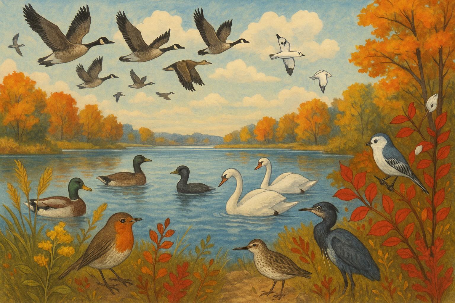 Bird migrations and seasonal wildlife around lakes