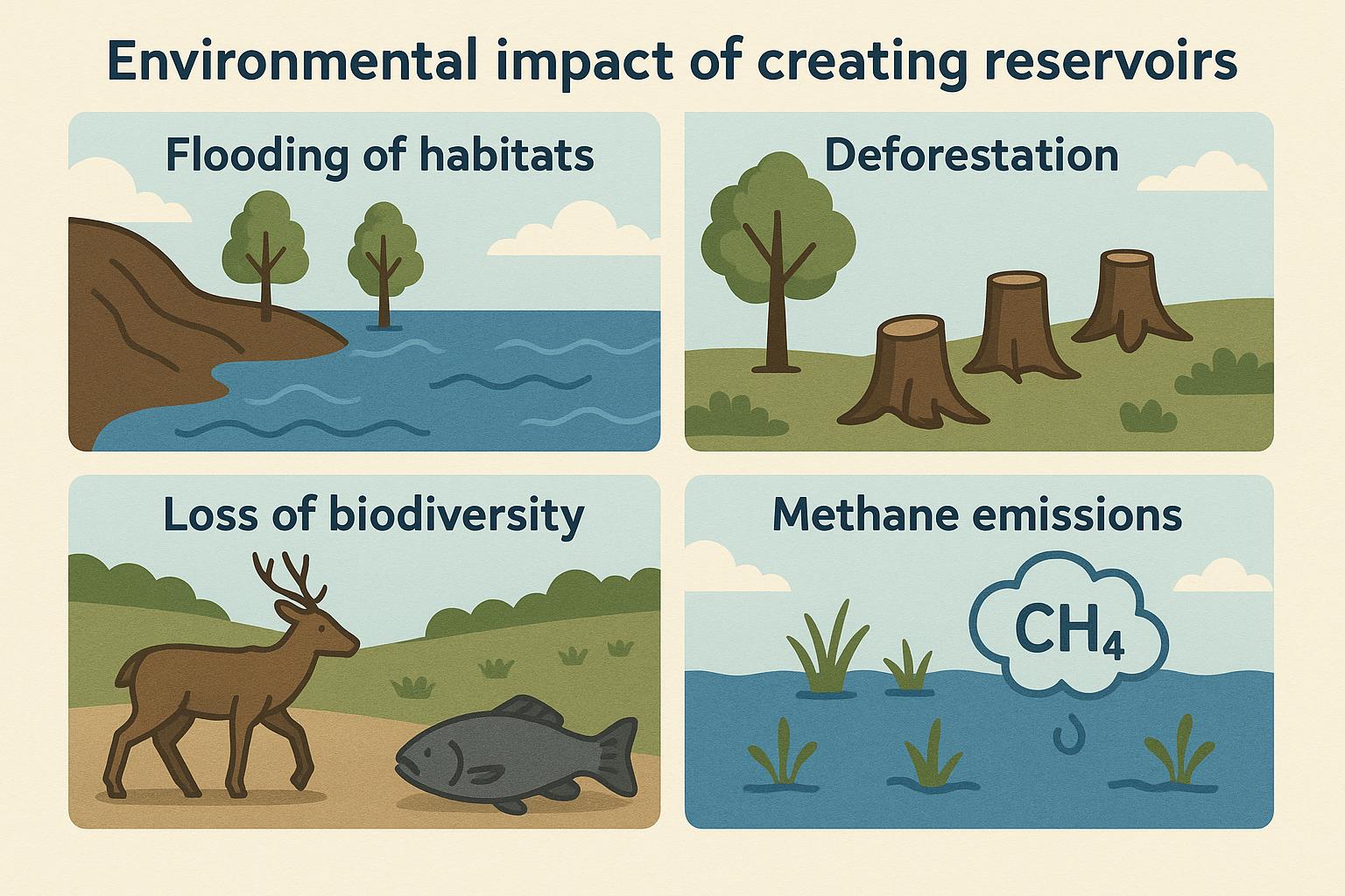 Environmental impact of creating reservoirs