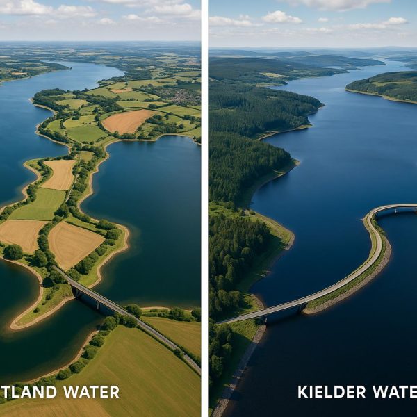 Famous man-made lakes: Rutland Water and Kielder Water