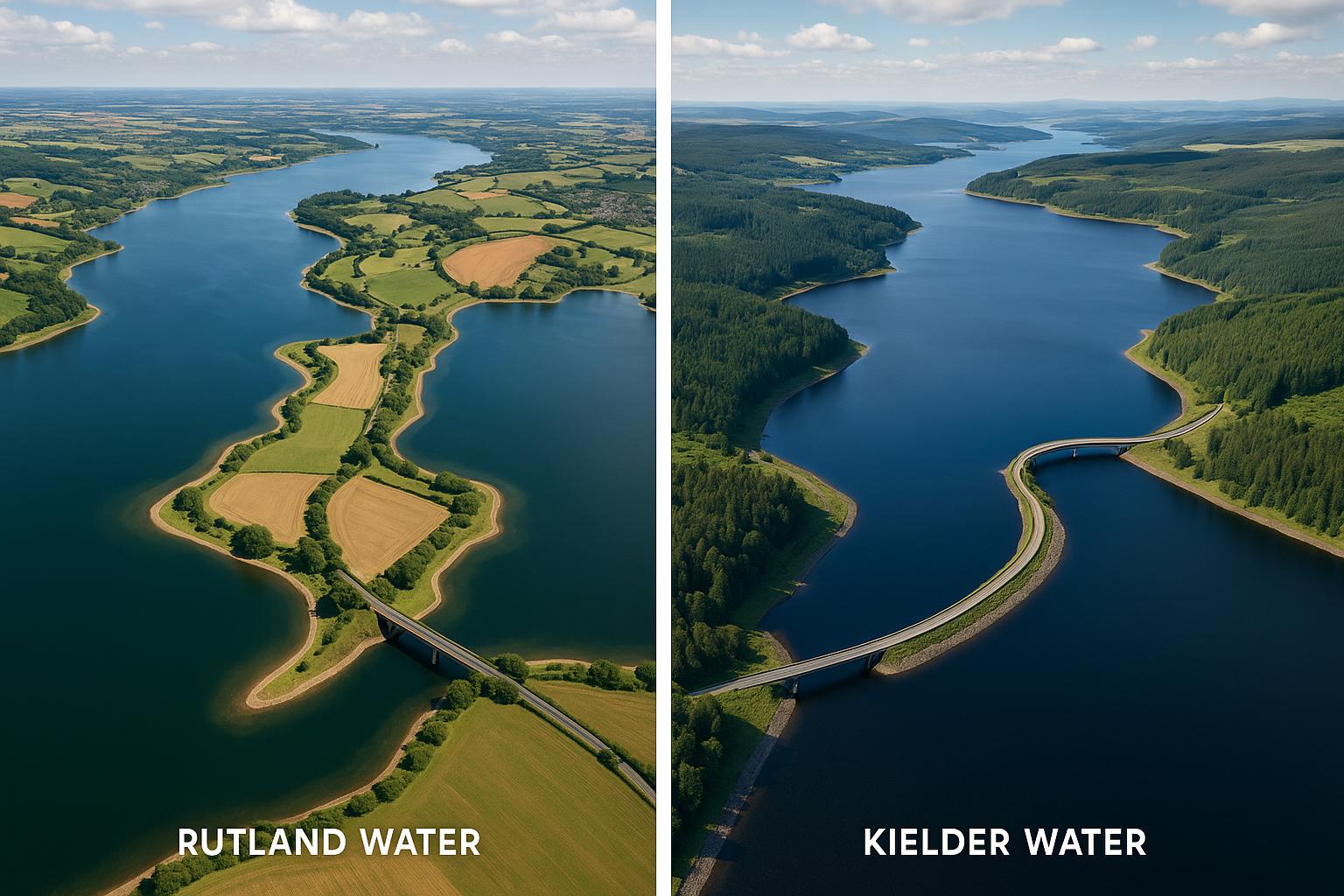 Famous man-made lakes: Rutland Water and Kielder Water
