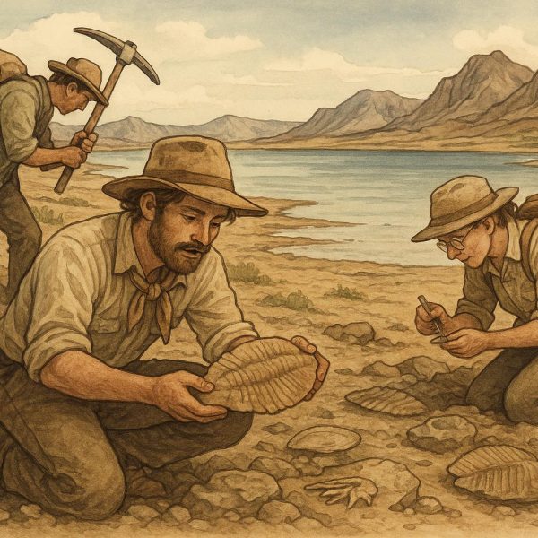 Fossil hunting near ancient lake beds
