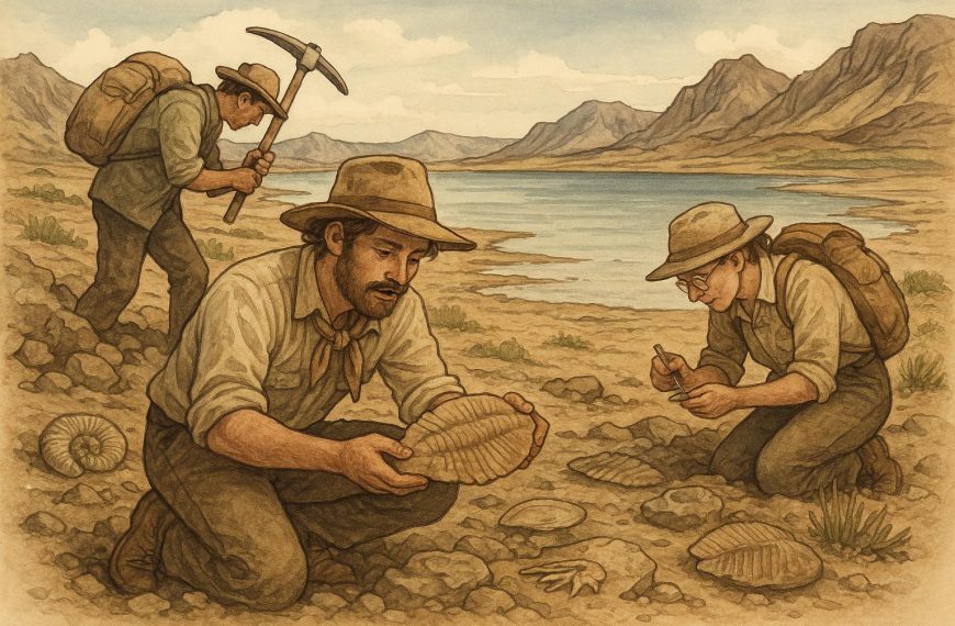 Fossil hunting near ancient lake beds