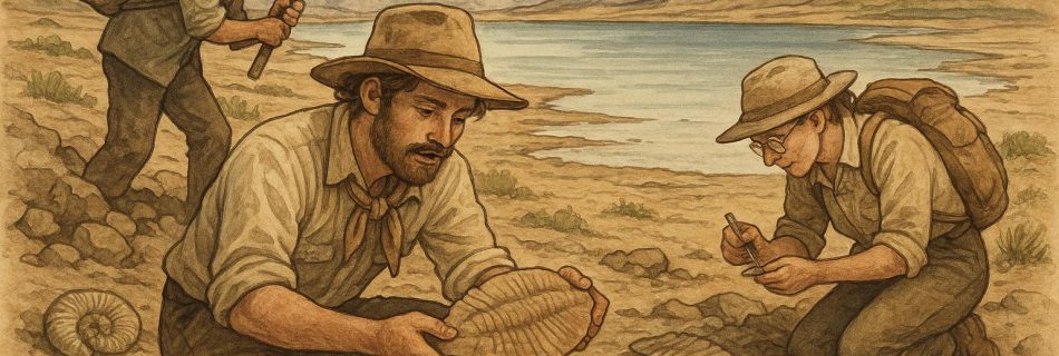 Fossil hunting near ancient lake beds