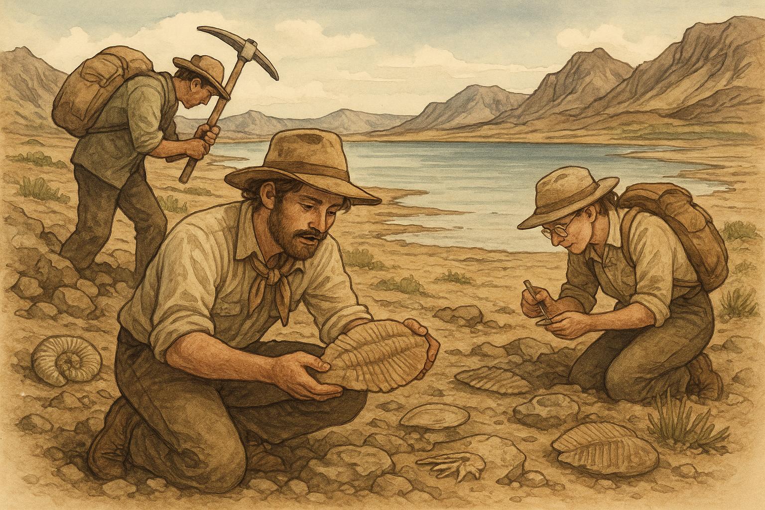 Fossil hunting near ancient lake beds