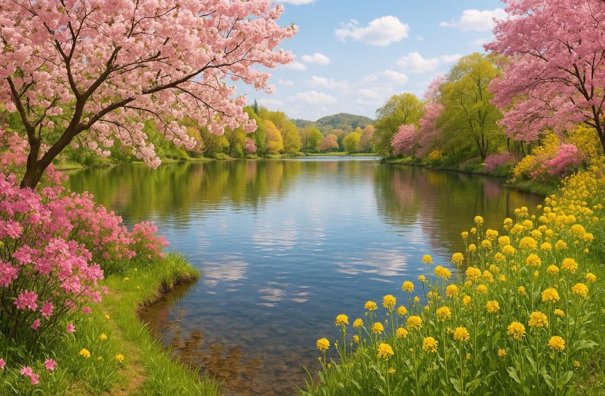 Springtime blooms around lake areas