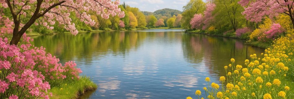 Springtime blooms around lake areas