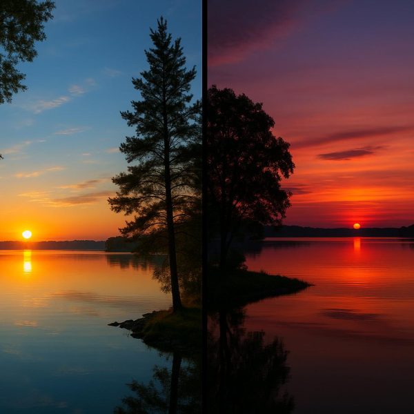 Watching sunrises and sunsets over lakes