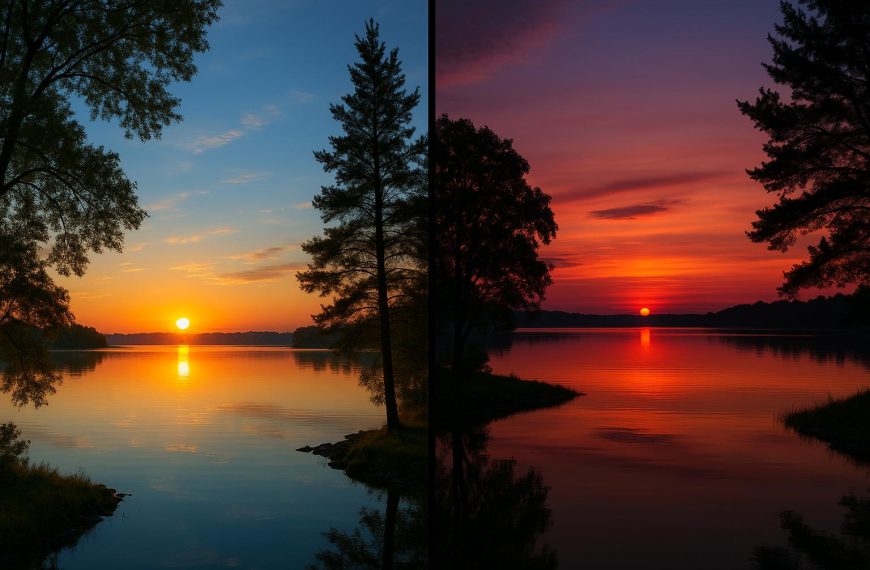 Watching sunrises and sunsets over lakes